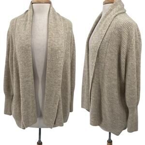 Rachel Parcell Oversize Cardigan Sweater Shawl Collar Bishop Sleeve Beige XS